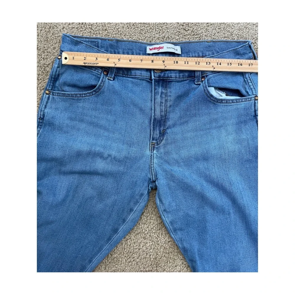 Wrangler Slim Straight‎ Jeans Mens 36x30 Blue Medium Wash 10MGW88AL Excellent